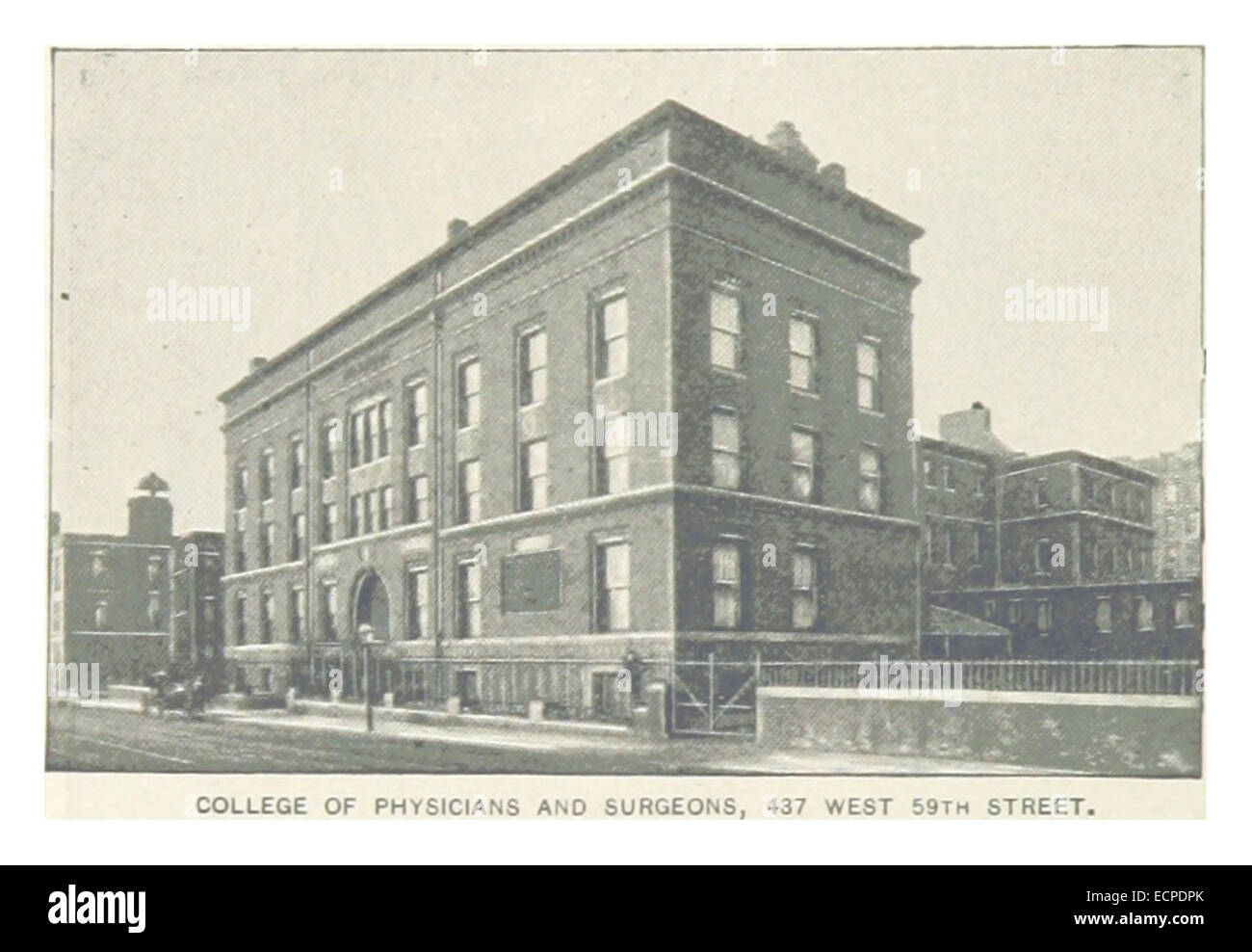 La pagina 280 della guida del King's 1893 di New York City illustra il College of Physicians and Surgeons al 437 West 59th Street, descrivendo in dettaglio le sue caratteristiche architettoniche. Foto Stock