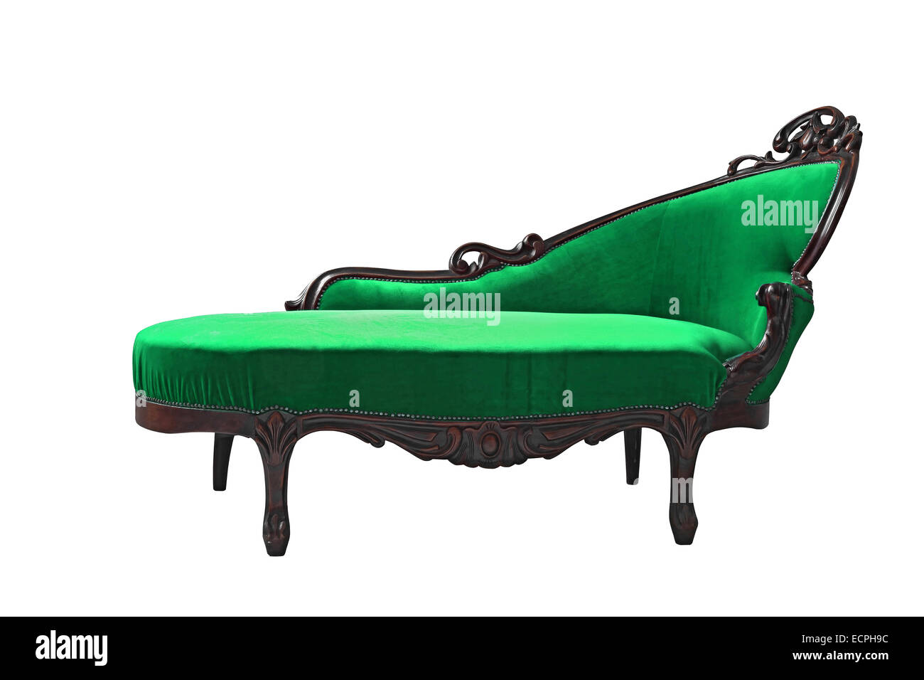 Vintage lussuoso divano verde isolato su sfondo bianco Foto Stock