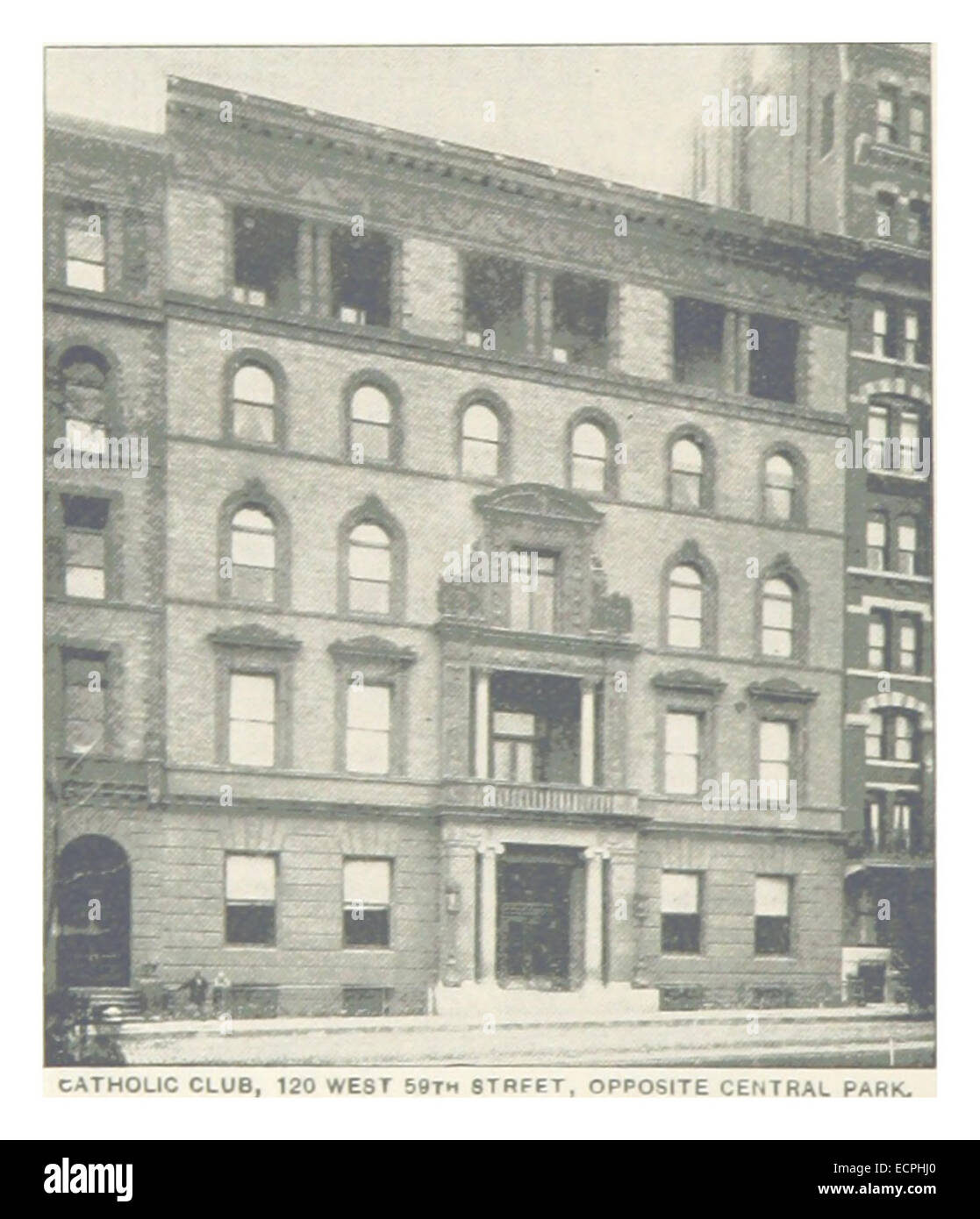 Mappa di schizzo e descrizione del Catholic Club al 120 West 59th Street, New York City, di fronte a Central Park, come raffigurato nell'opera di King del 1893. Foto Stock
