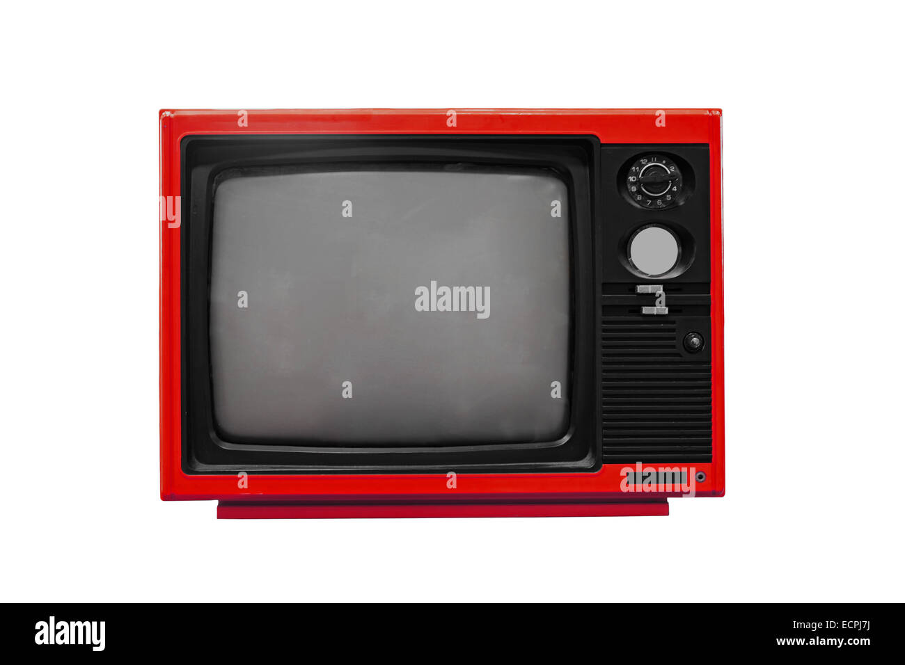 Vintage TV Rosso isolato su sfondo bianco Foto Stock