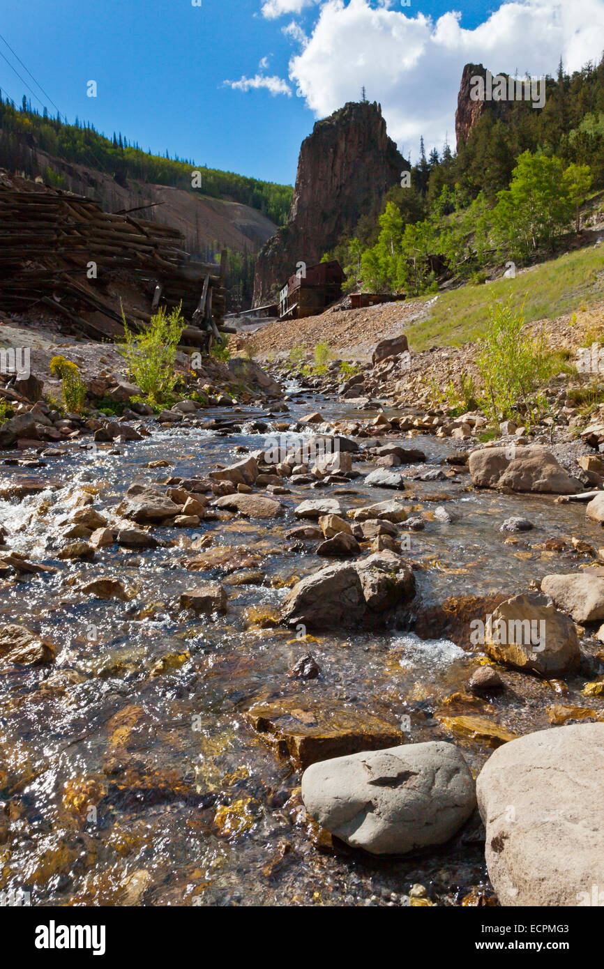 WEST WILLOW CREEK CANYON e la miniera di ametista in CREEDE COLORADO, un argento città mineraria risalente alla metà del 1800 Foto Stock