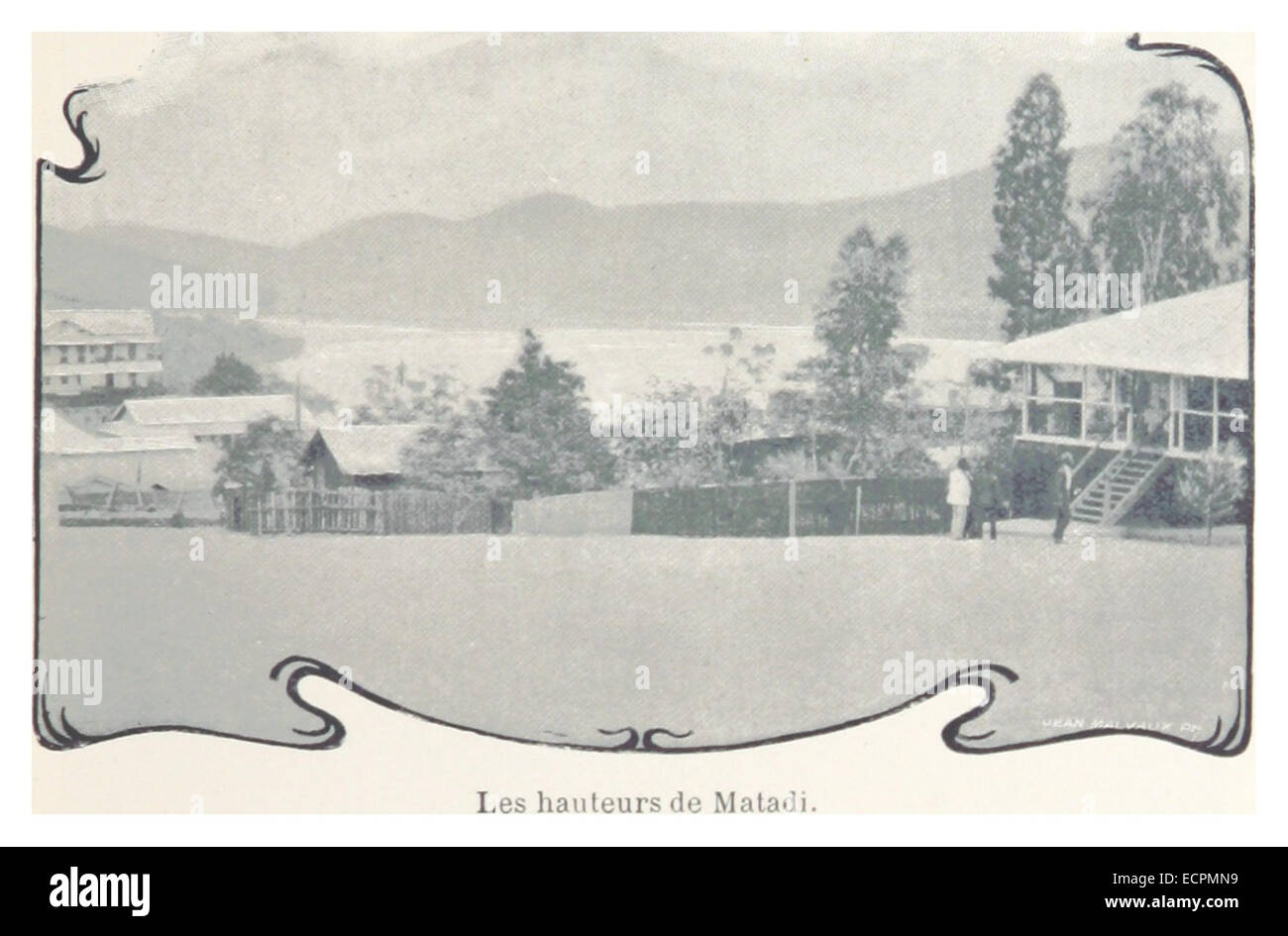 Questo lavoro del XIX secolo mette in mostra le alture di Matadi, un luogo nell'attuale Repubblica Democratica del Congo, evidenziando la sua topografia e il paesaggio circostante. Foto Stock