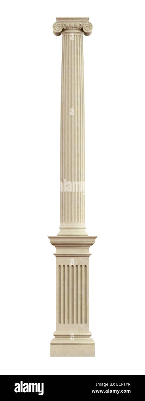 Colonna ionica sul piedistallo isolato su bianco - 3D Rendering Foto Stock