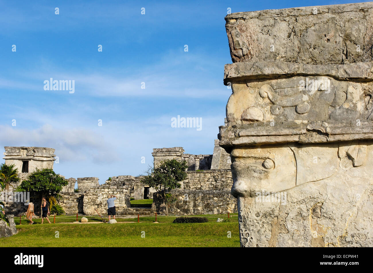Tempio di affreschi, le rovine Maya di Tulum, 1200-1524, Tulum, Quintana Roo stato, Riviera Maya, la penisola dello Yucatan, Messico Foto Stock