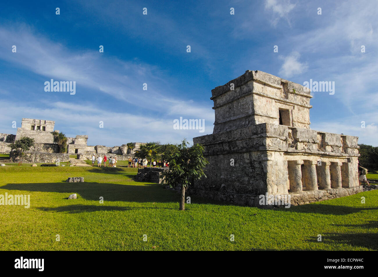 Tempio di affreschi, le rovine Maya di Tulum, 1200-1524, Tulum, Quintana Roo stato, Riviera Maya, la penisola dello Yucatan, Messico Foto Stock