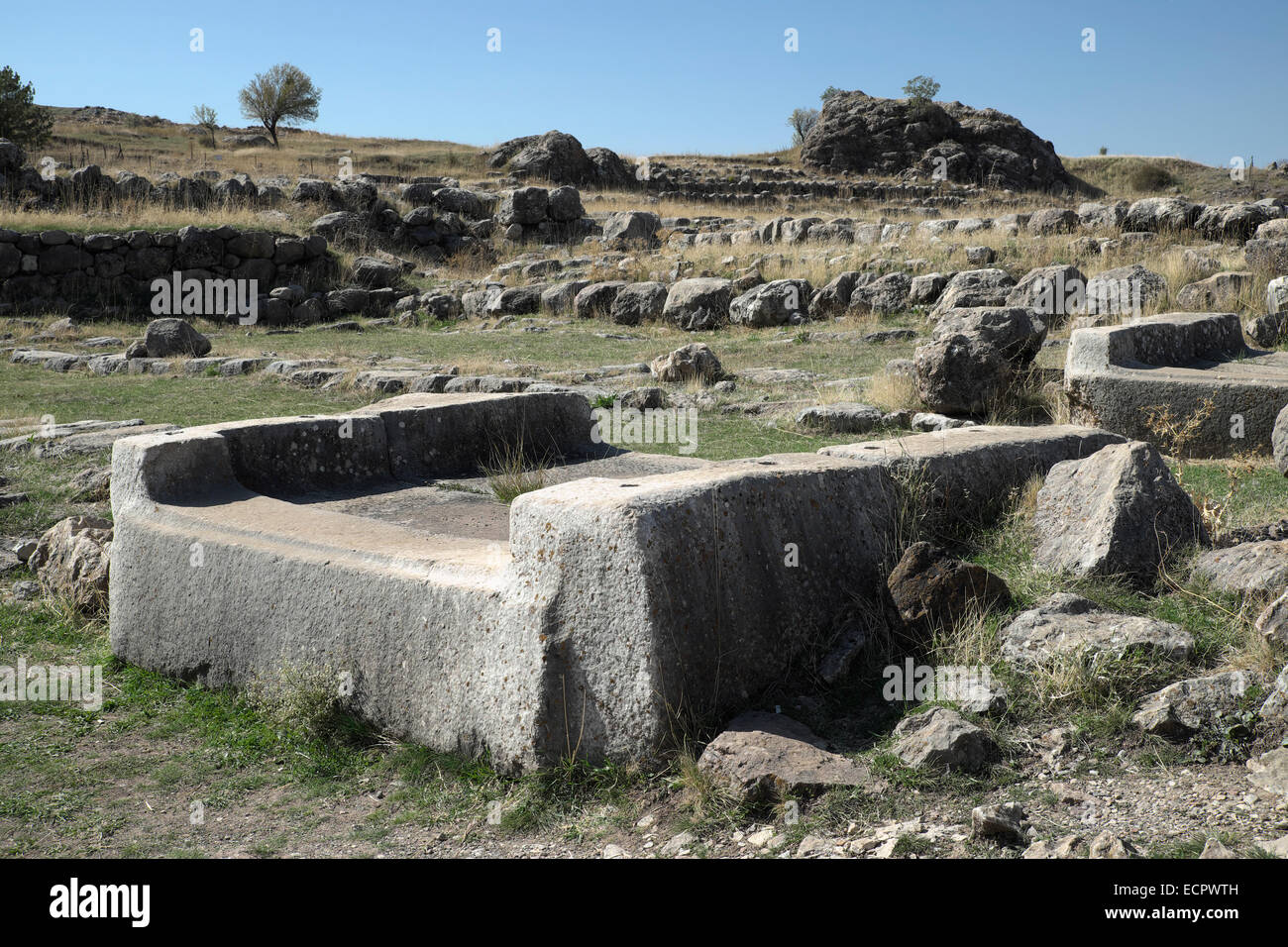 Rovine dell'Hittita città di Hattuša, vicino Bogazkale, Çorum Provincia, Turchia Foto Stock