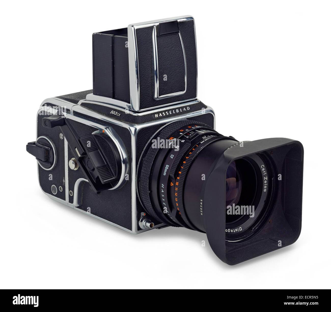 Hasselblad V del sistema il corpo della fotocamera e la lente Foto Stock