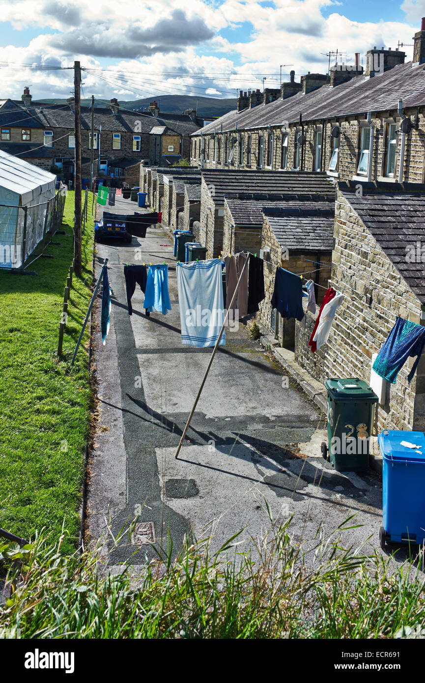 Back to back case e lavaggio in Skipton Foto Stock