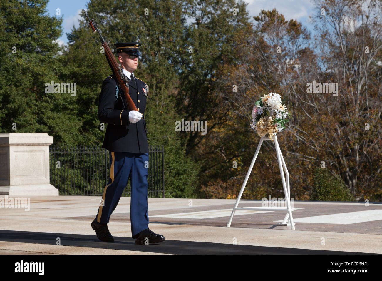 Tomba del Milite Ignoto, il Cimitero Nazionale di Arlington, Virginia Foto Stock