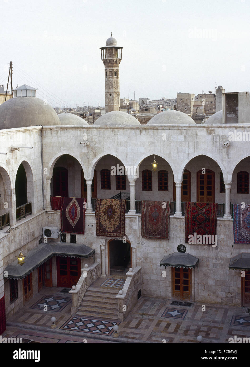La Siria. Aleppo. Khan al caravanserai Nahasin di Khan Al Nahasin. Foto prima della Siria guerra civile Foto Stock