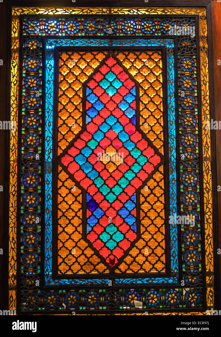 Il vetro macchiato di Shirvanshah's Palace, Baku, Azerbaijan Foto Stock