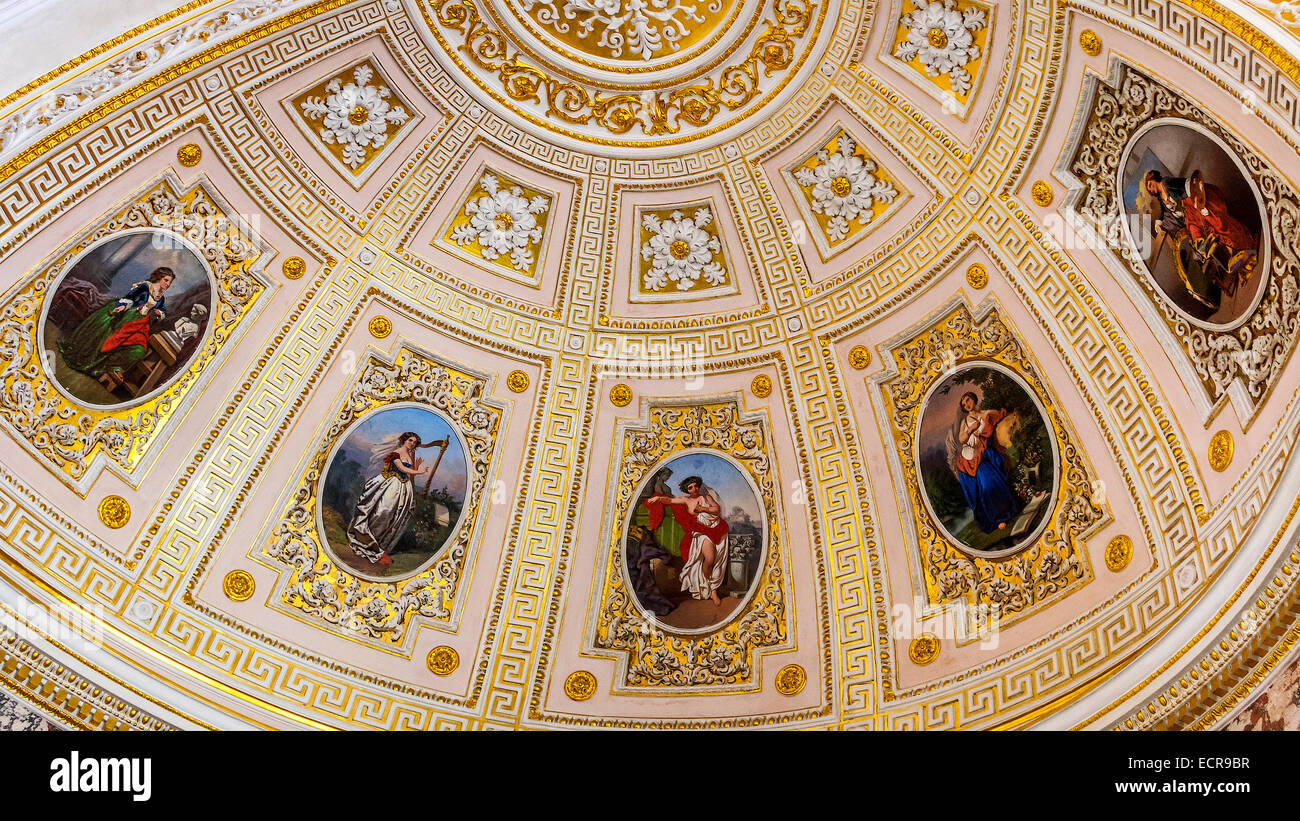 Il soffitto dipinto il Museo Hermitage di San Pietroburgo Russia Foto Stock