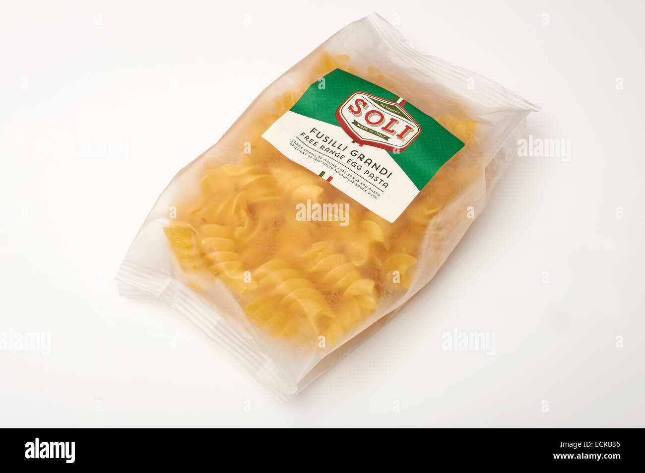 Soli Fusilli Grandi free range di pasta all'uovo Foto Stock