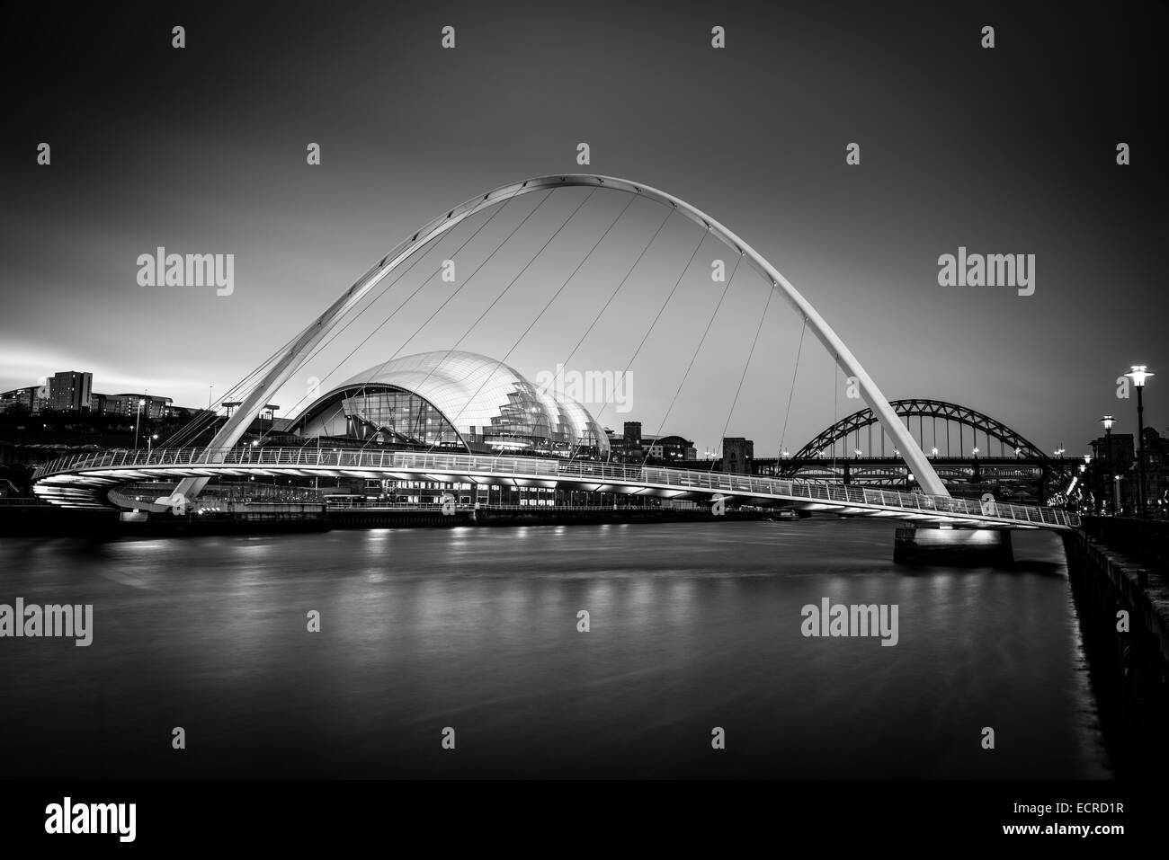 Il Millennium Bridge, salvia e Tyne Bridge, Newcastle Foto Stock