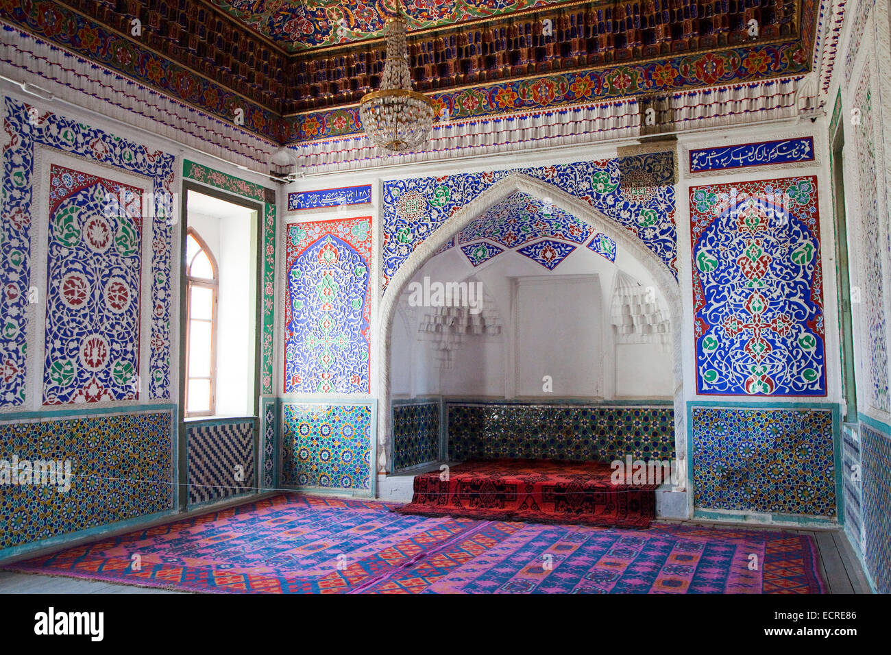 Interno del Palazzo di Khudoyar Khan / Khudayar Khan's / Khudoyarkhan's Palace, Kokand, Fergana Provincia, Uzbekistan Foto Stock