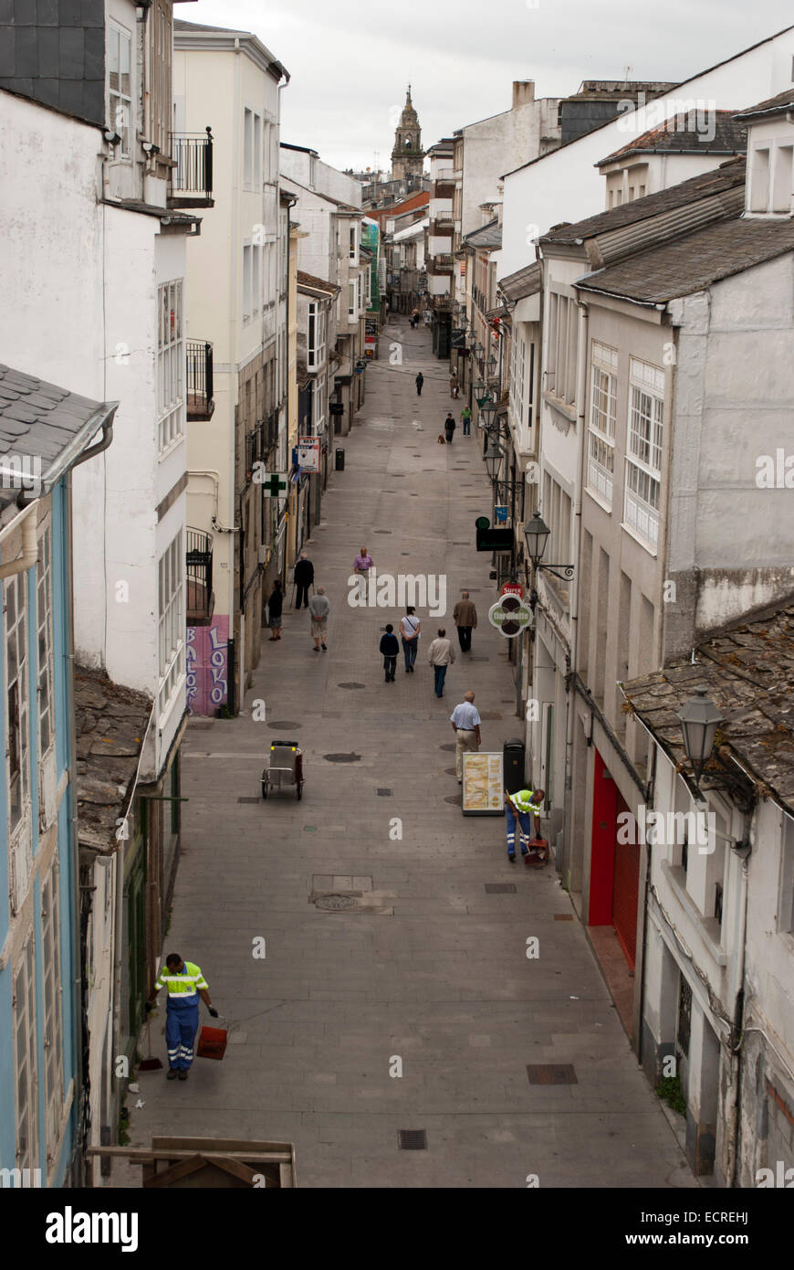 Una strada nella città di Lugo, in Galizia, Spagna Foto Stock