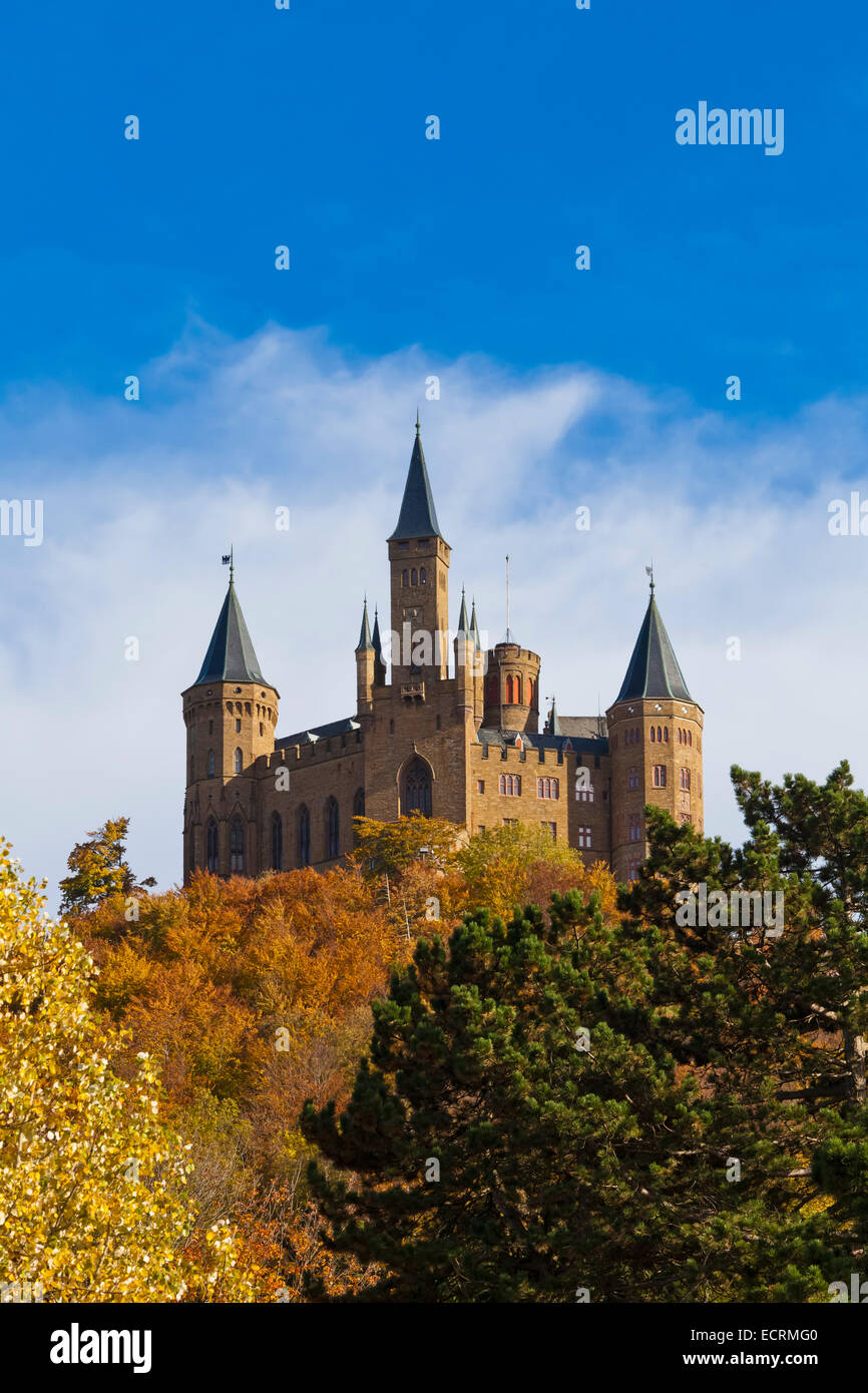 HOHENZOLLERN Castello, nei pressi di Hechingen, Svevo, BADEN-WURTTEMBERG, Germania Foto Stock