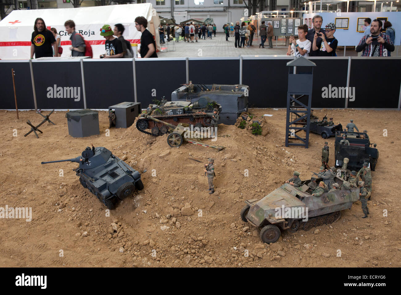 Battaglia al 32 Barcelona Fiera Internazionale Comic - mostra sulla Guerra in Catalogna, Spagna. Foto Stock