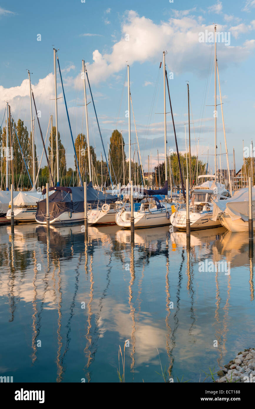 Germania Baden-Wuerttemberg Lago Costanza Unteruhldingen marina Foto Stock