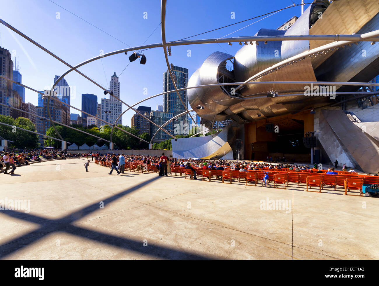 Stati Uniti Illinois Chicago vista di Jay Pritzker Pavilion Foto Stock