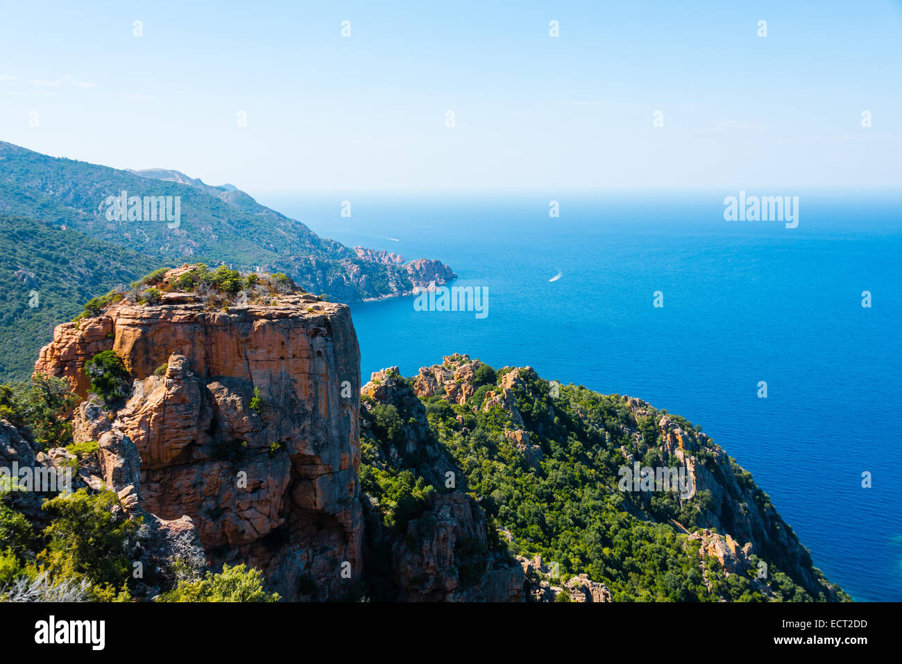 Le formazioni rocciose, Calanche di Piana, Calanques de Piana, il Golfo di Porto, Corse-du-Sud, Corsica, Francia Foto Stock