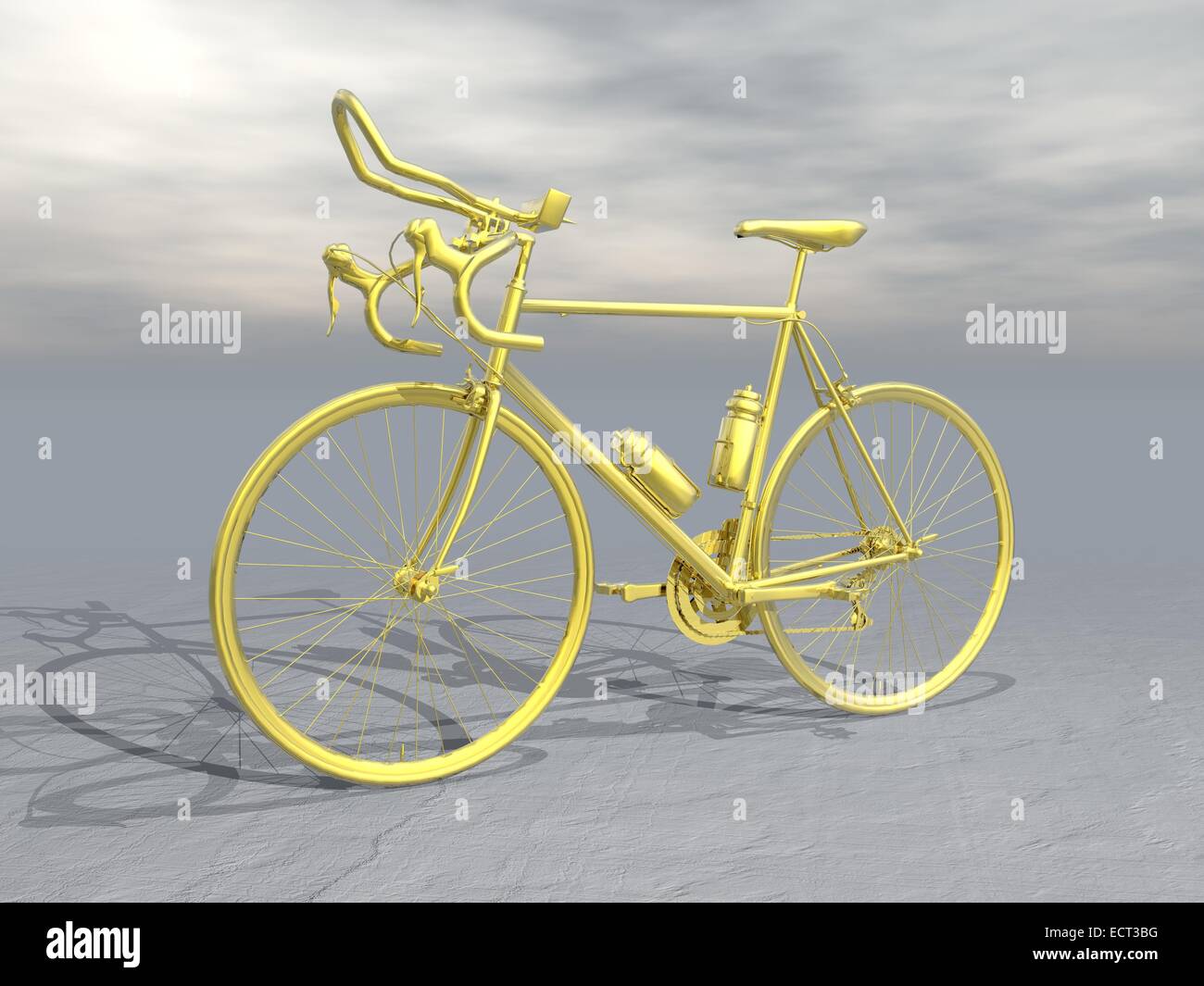 Golden complesso bici da corsa in uno sfondo grigio Foto Stock