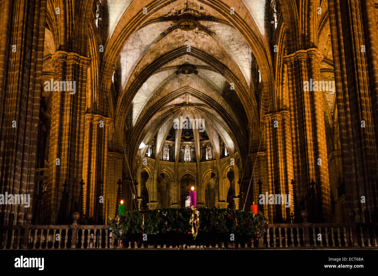 La Cattedrale di Santa Croce e di Santa Eulalia, noto anche come la cattedrale di Barcellona, è la cattedrale gotica. Foto Stock