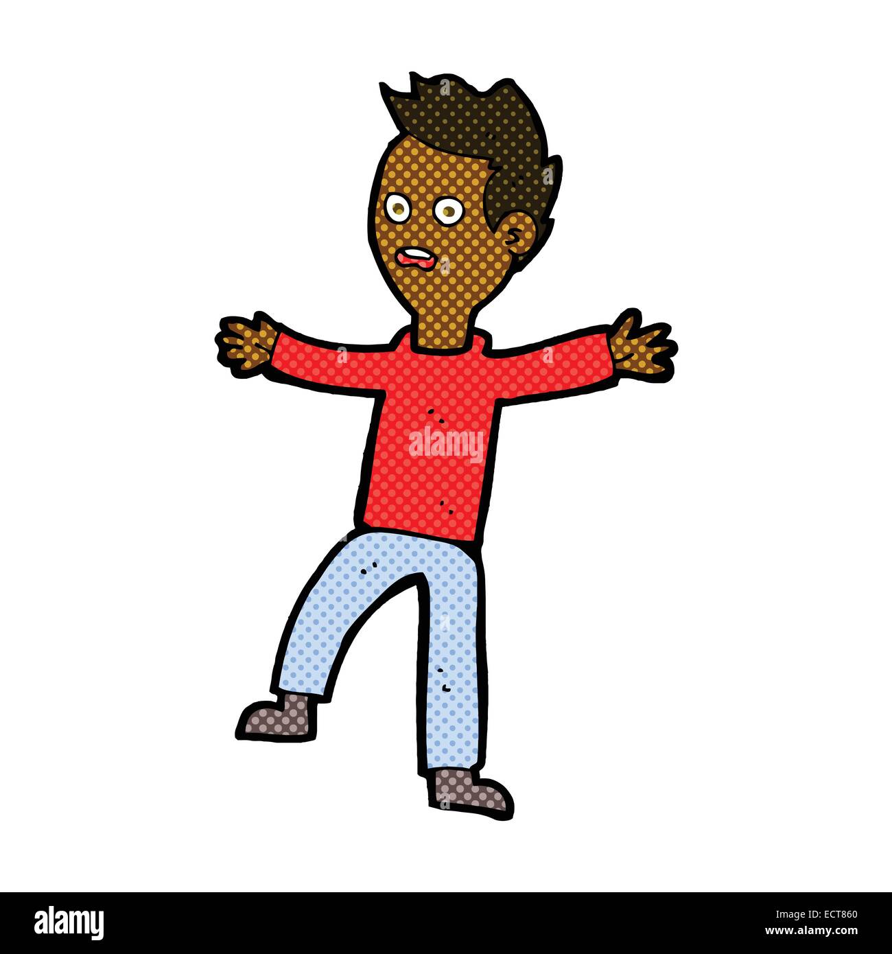 Retrò in stile fumetto cartoon startled boy Illustrazione Vettoriale