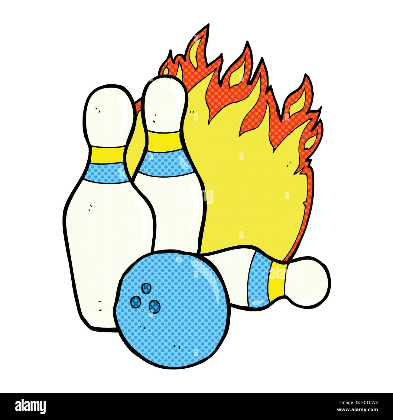 Ten pin bowling retrò in stile fumetto cartoon Immagine e Vettoriale - Alamy