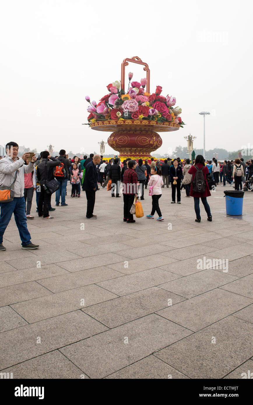 Piazza Tiananmen durante il giorno festivo, Pechino, Cina Foto Stock