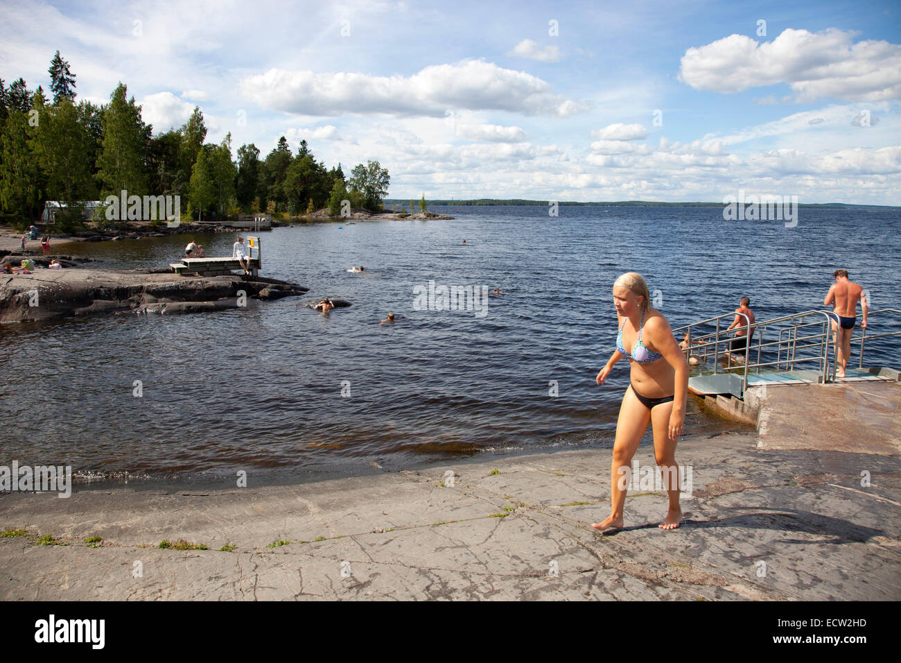 Area rauhaniemi, lago Nasijarvi, tampere, Finlandia, Europa Foto Stock