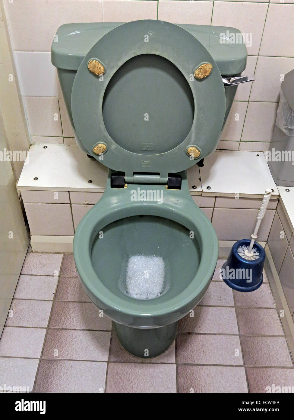 Classic degli anni settanta anni ottanta verde avocado suite bagno wc da Inghilterra, Gran Bretagna Foto Stock