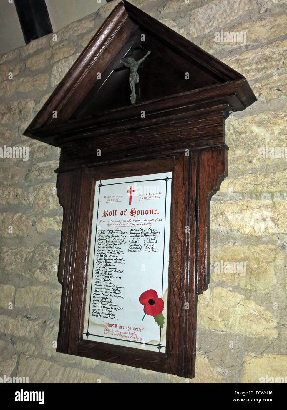 Holy Trinity Church Woodgreen Witney Plaque of Remembrance, West Oxfordshire, Inghilterra, Regno Unito Foto Stock