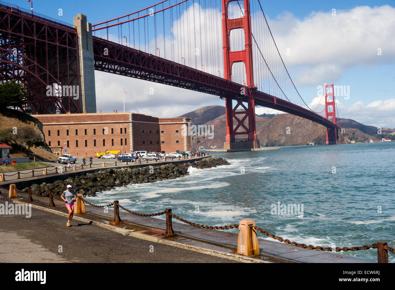 Fort point sotto il Golden Gate Bridge di San Francisco CA Foto Stock