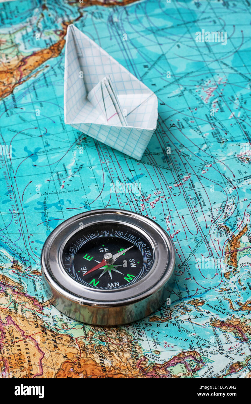 Compass,mappa dei principali strumenti turistici Foto Stock