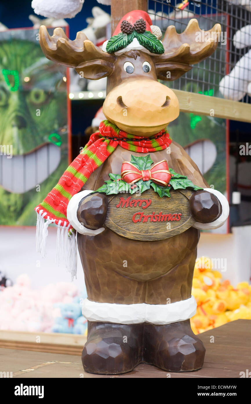 Moose statua persone che desiderano un Buon Natale Foto Stock