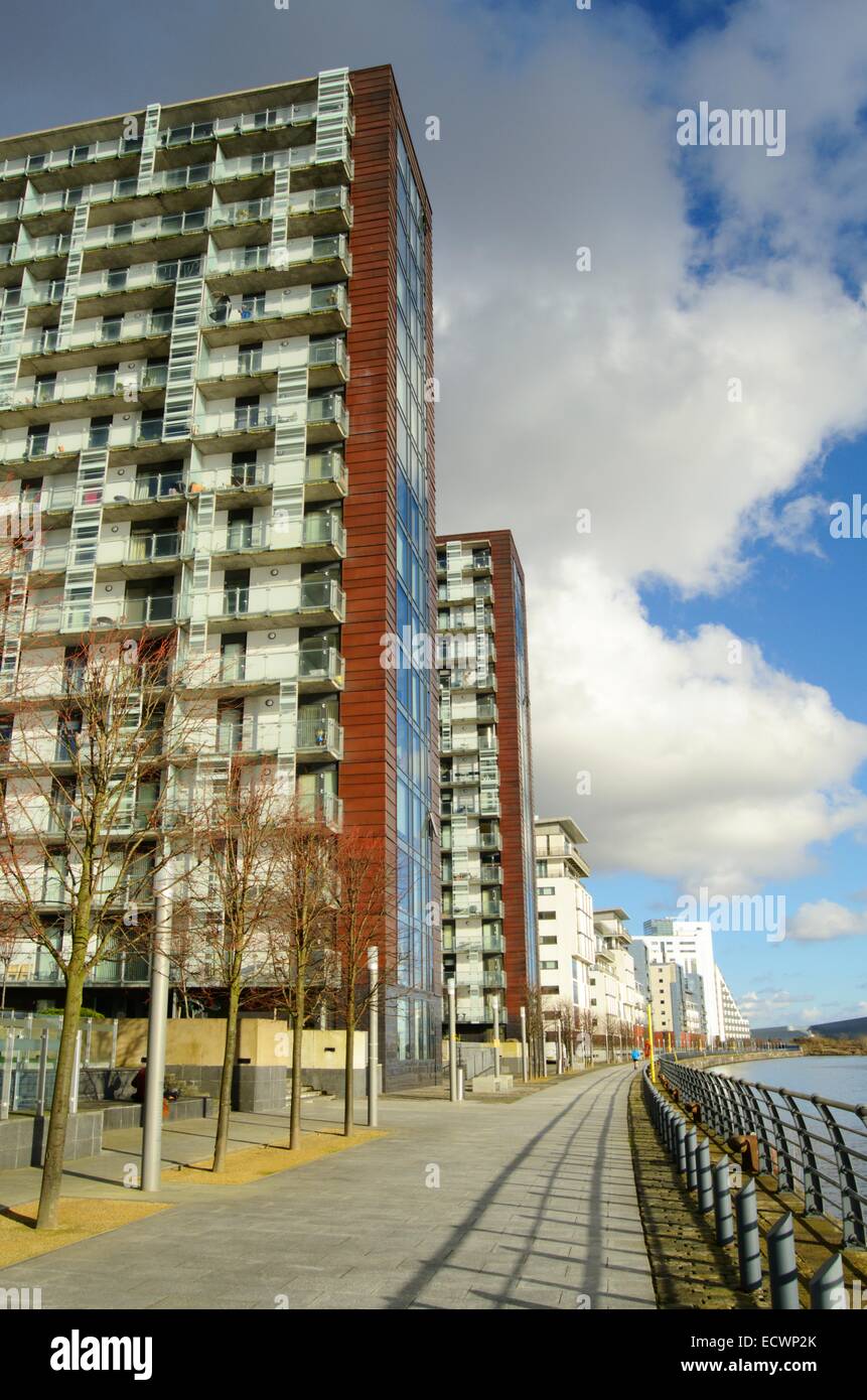 Appartamenti fronte mare a Glasgow in porto Partick a Glasgow, Scozia Foto Stock