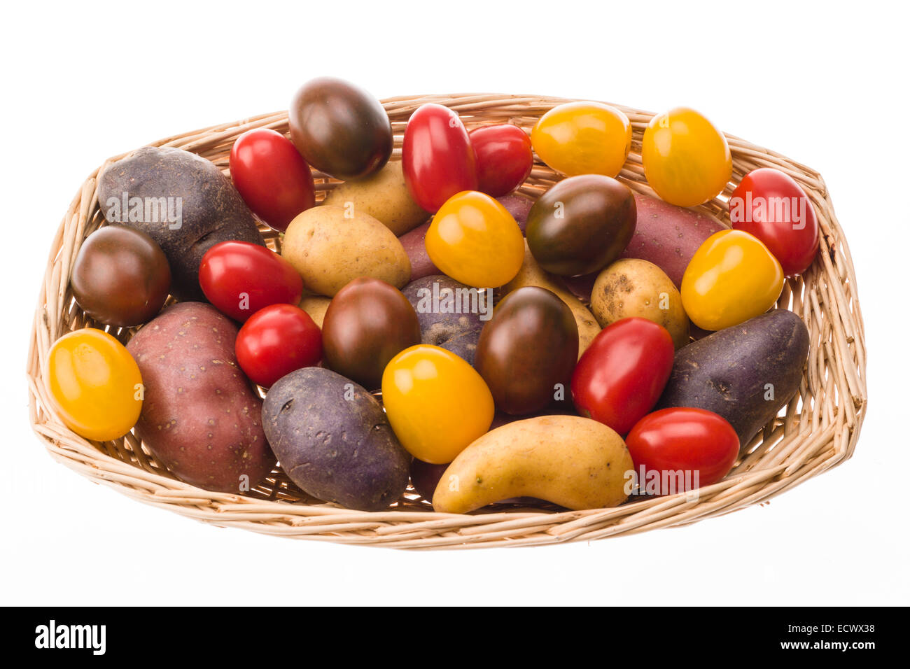Di colore diverso e di patate di varietà di pomodoro Foto Stock