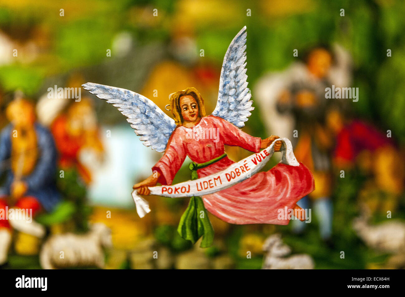 Ceca tradizionale Presepe . In scena con Angelo Gloria excelsis Deo Foto Stock