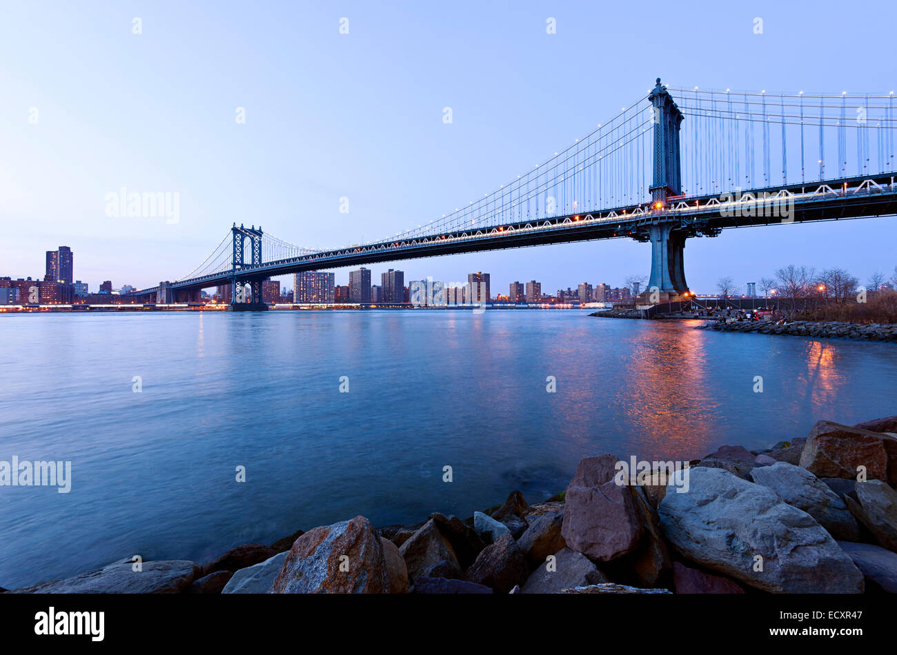 Manhattan Bridge East River Foto Stock