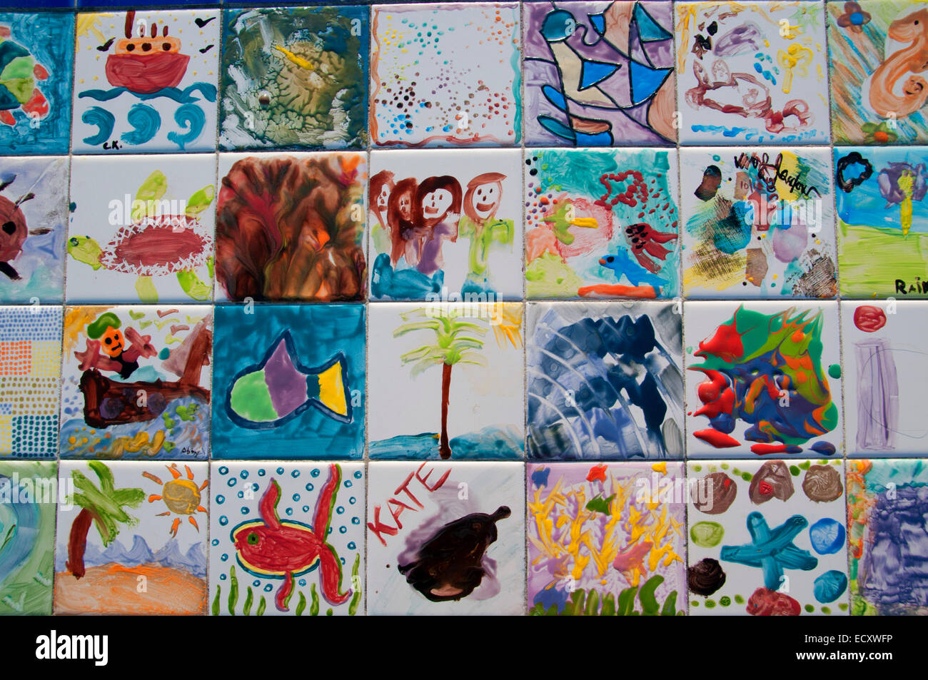 "Celebrando il grande baia " piastrella da banco, Embarcadero a piedi, San Diego, California Foto Stock