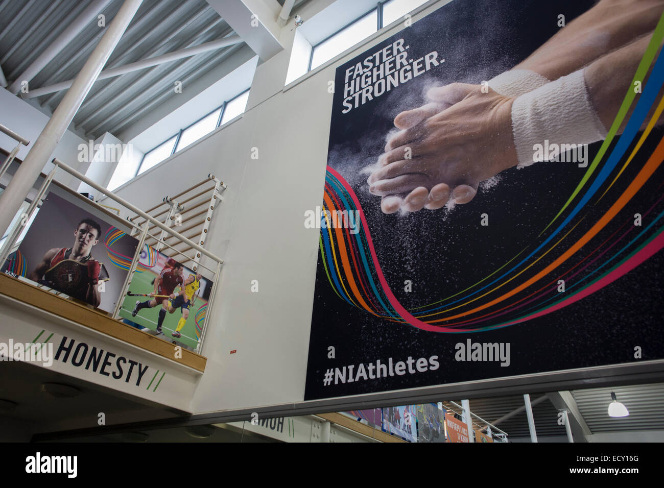 Motivazionali di psicologia dello sport in palestra presso l Istituto di sport, università dell'Ulster (Irlanda del Nord. 2015). Foto Stock