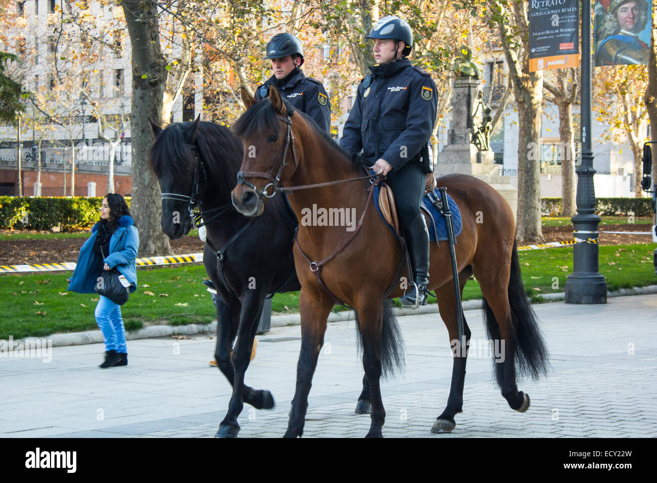 La polizia pattuglia di cavallo Foto Stock