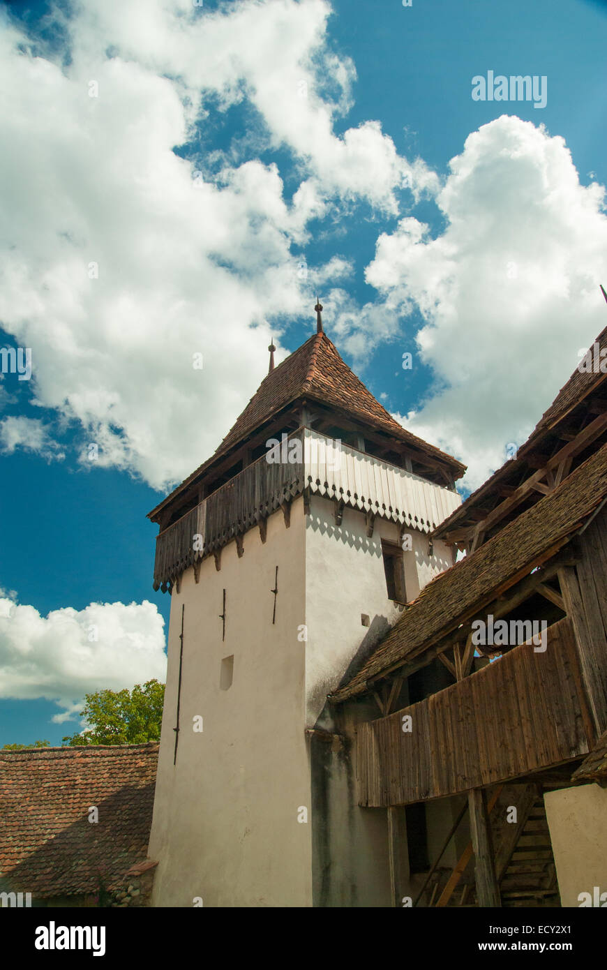 Viscri chiesa fortificata, Transilvania, Romania Viscri villaggio e chiesa fortificata di Viscri Foto Stock