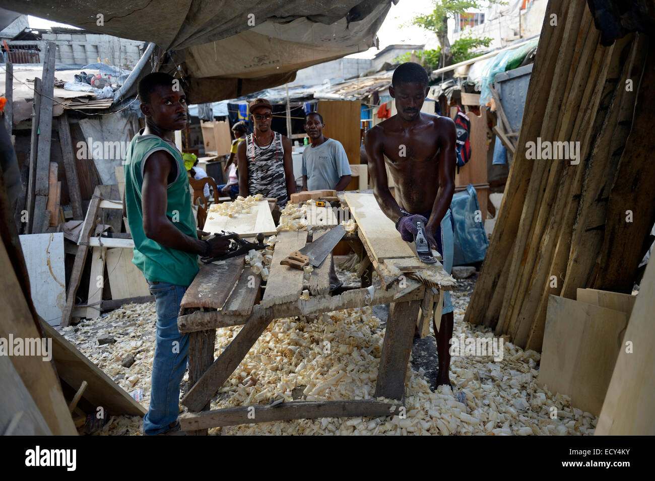 Per il campo per rifugiati di terremoto Camp Icare, 5 anni dopo il terremoto del 2010, Fort National, Port-au-Prince, Haiti Foto Stock