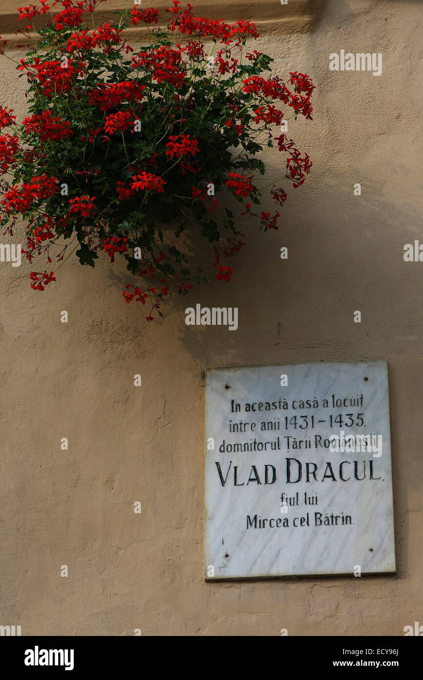 Luogo di nascita di Vlad Tepes Dracul III in Sighisoara,Romania Foto Stock