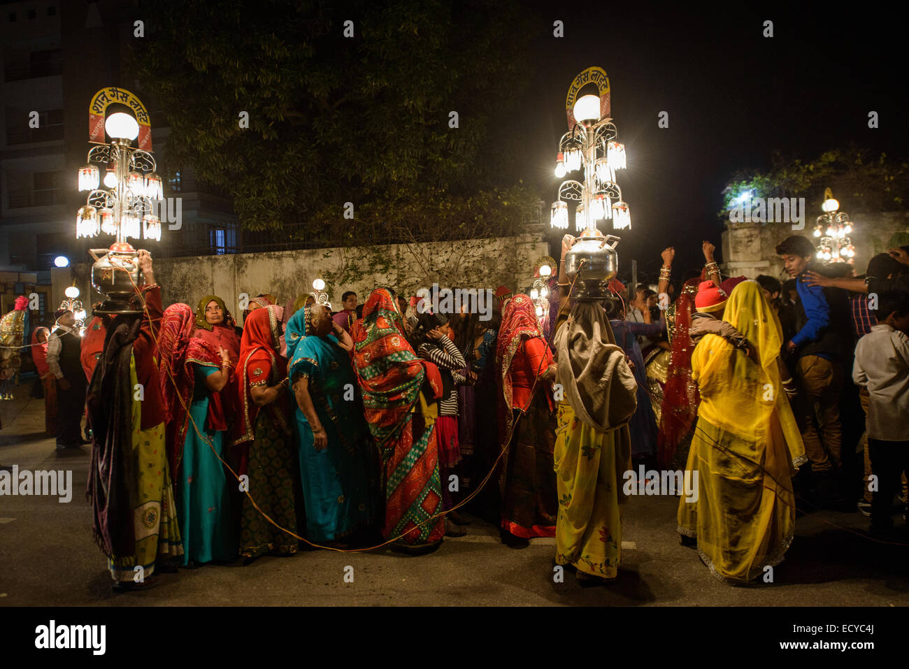 Indian corteo nuziale, Jaipur, India Foto Stock