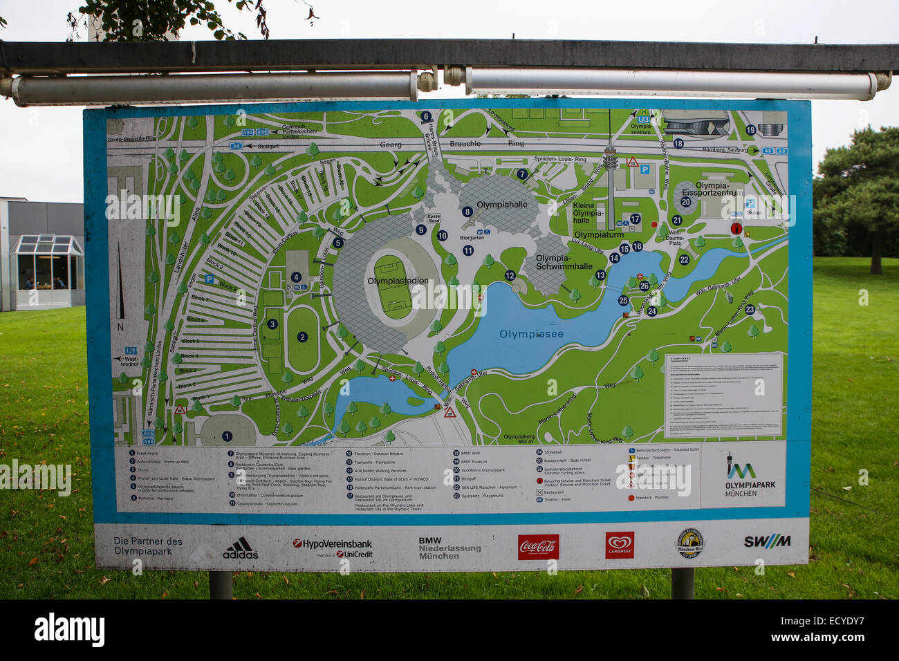Monaco di Baviera Olympiapark map Germania Foto Stock