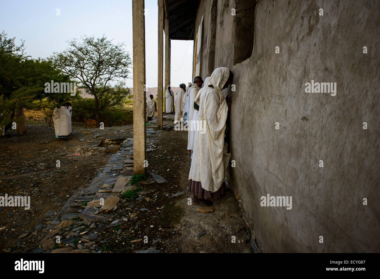 I seguaci della chiesa ortodossa etiope, Etiopia Foto Stock