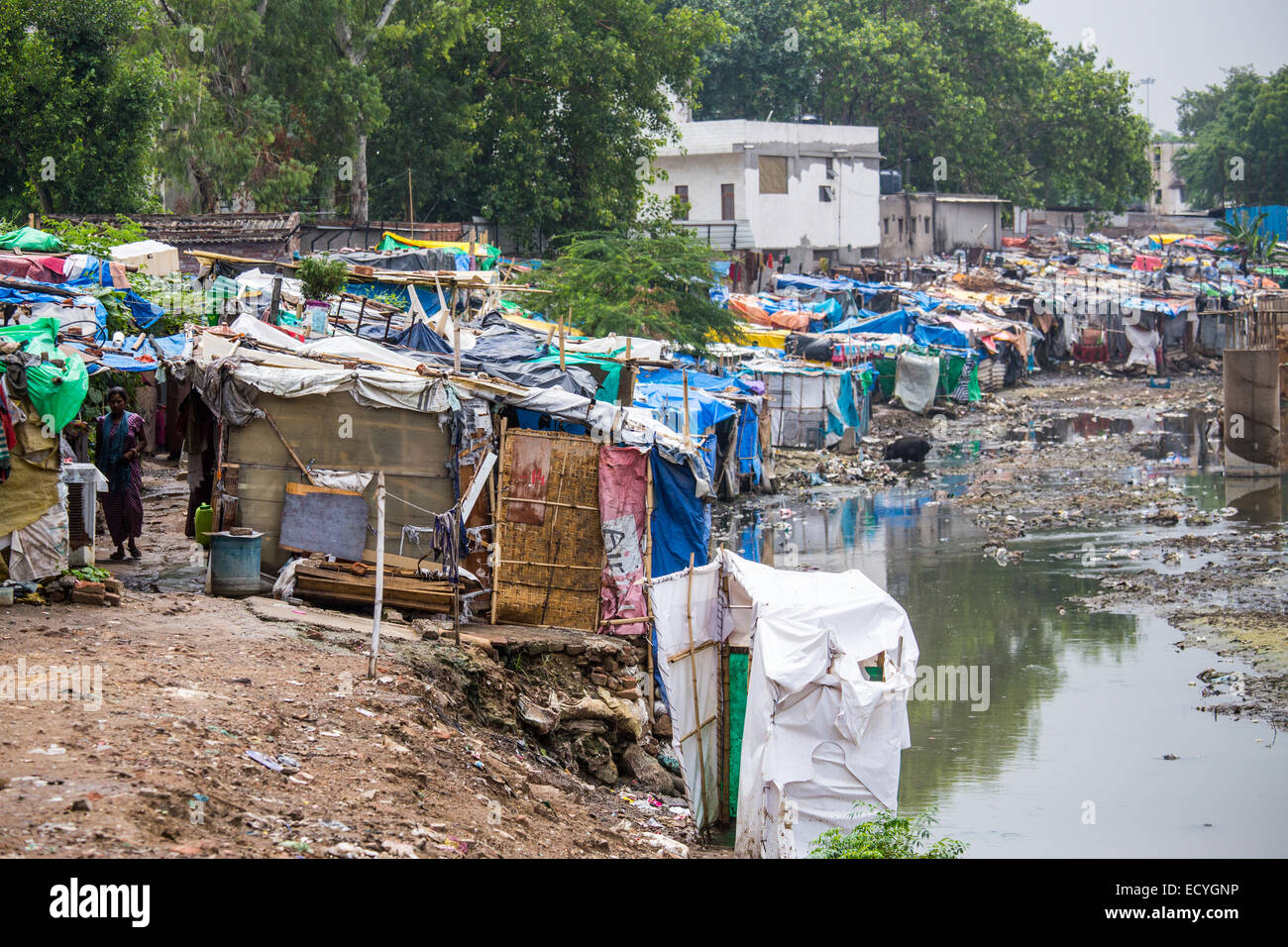 Baraccopoli di Delhi, India Foto Stock